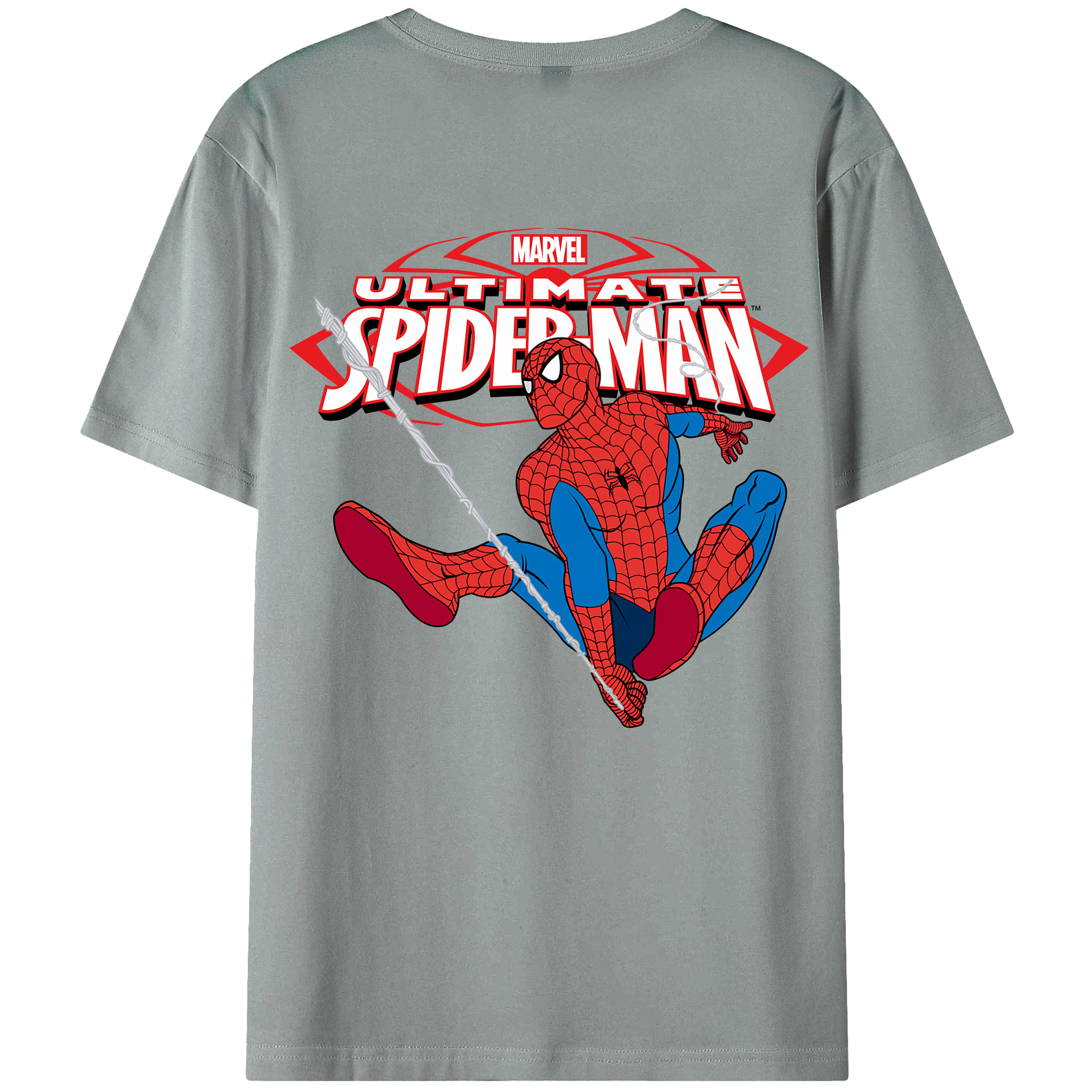 （画像用） Spider Man スパイダーマン 綿100％ メンズ半袖Tシャツ（バックプリント） 通気性